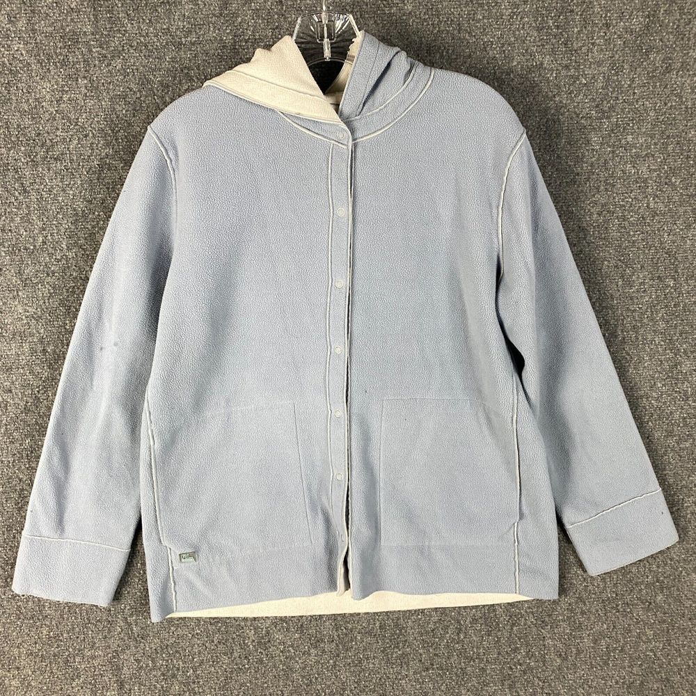Ralph Lauren Fleece Hoodie Women's Large‎ Snap Baby Blue Adults L